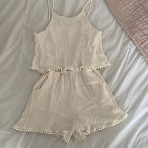 Cream Flowy romper